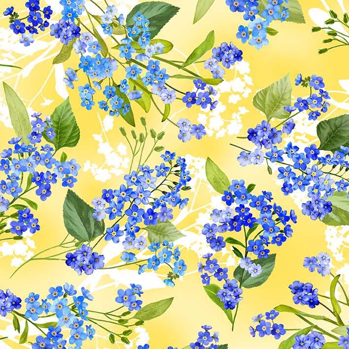 Summer Sunflowers Forget Me Not Sun Yellow Michael Miller Cotton Fabric MM-DCX11680-SUNX-D