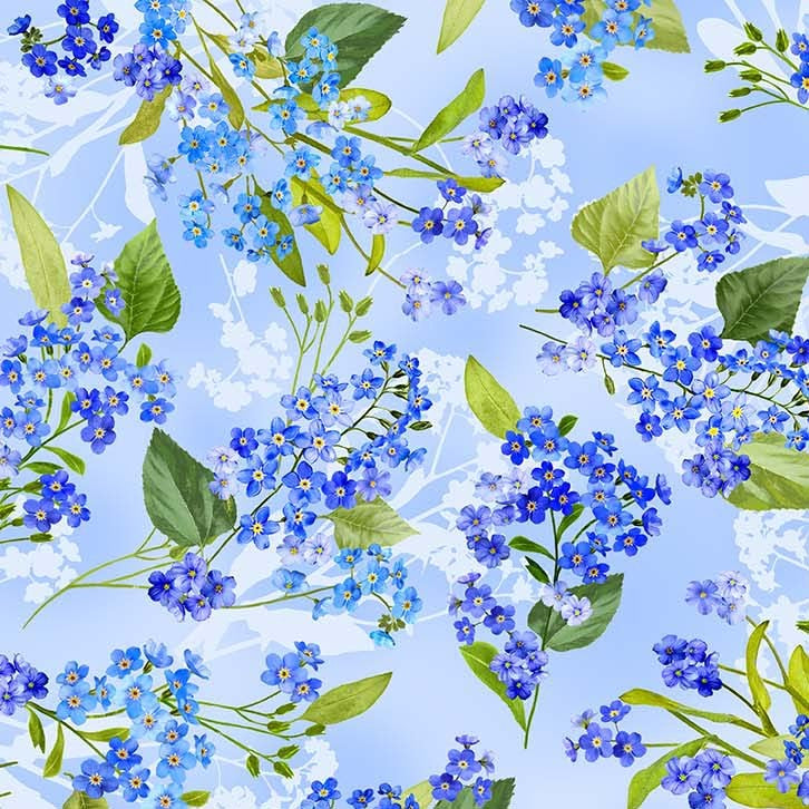 Summer Sunflower Forget Me Not Sky Blue Michael Miller Cotton Fabric MM-DCX11680-SKYX-D