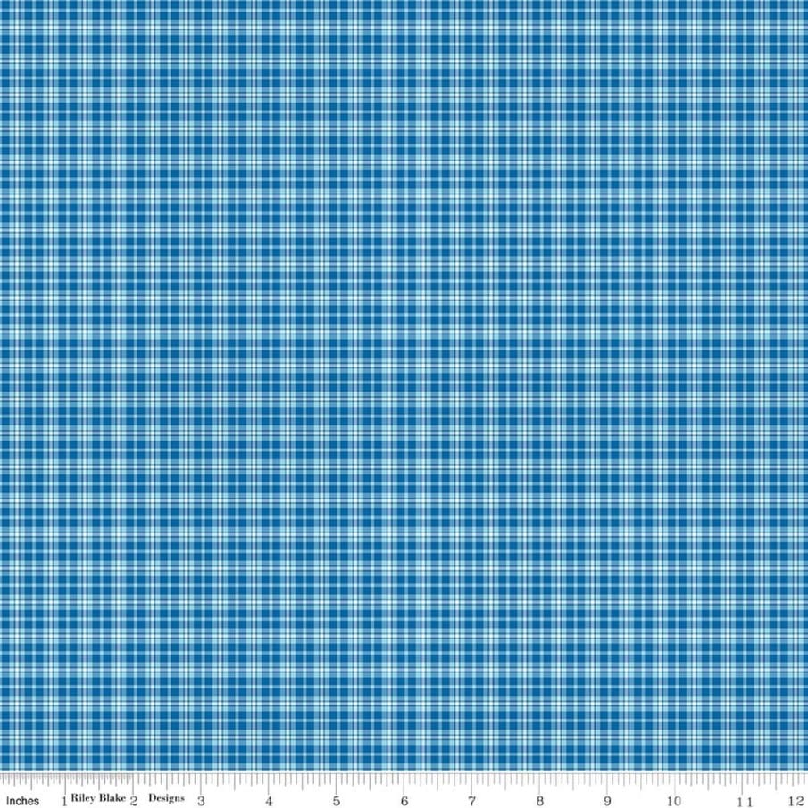 Summer's Town Plaid Blue Sandy Gervais Riley Blake Designs Cotton Fabric RB-C17536-BLUE | US Fabric Shop