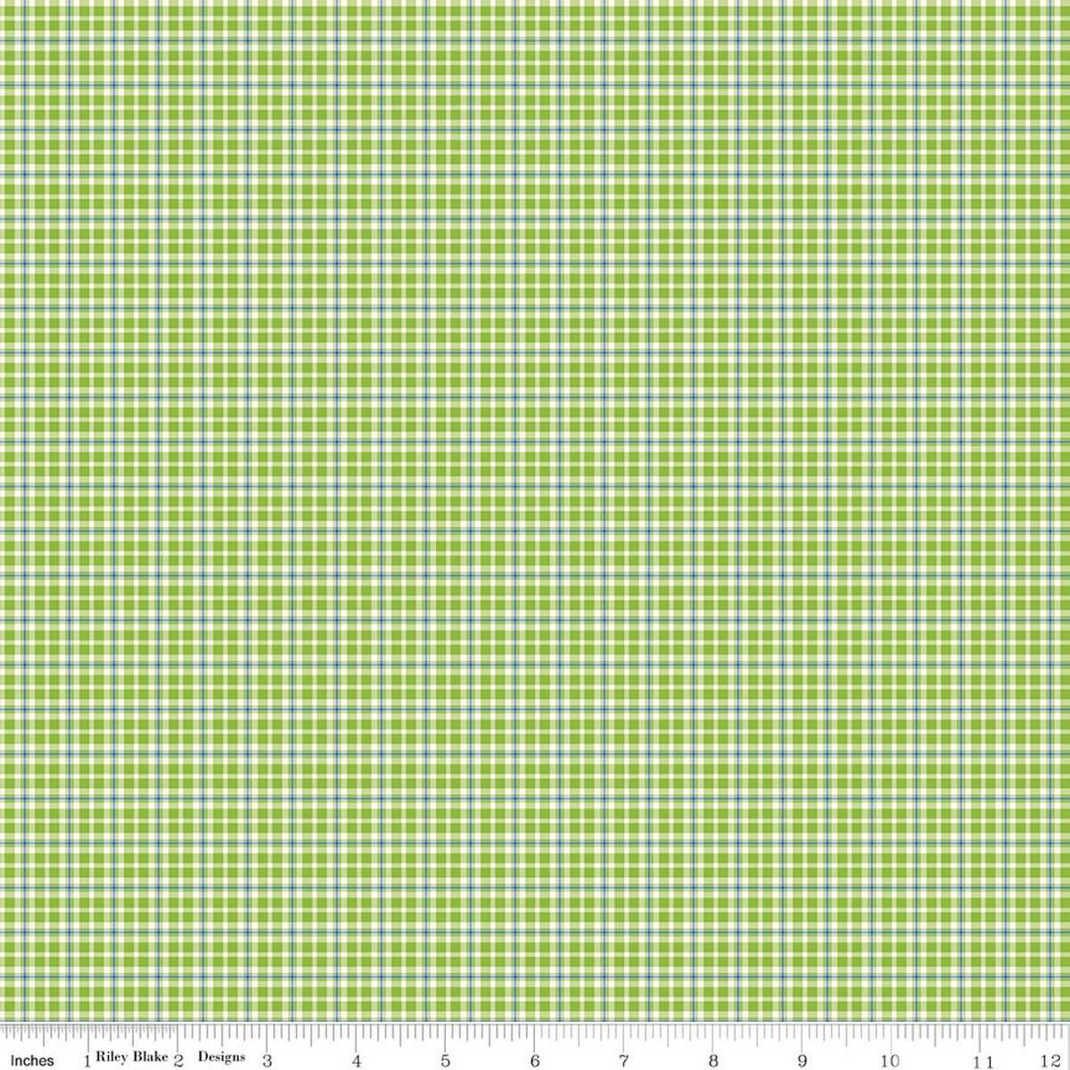 Summer's Town Plaid Green Sandy Gervais Riley Blake Designs Cotton Fabric RB-C17536-GREEN