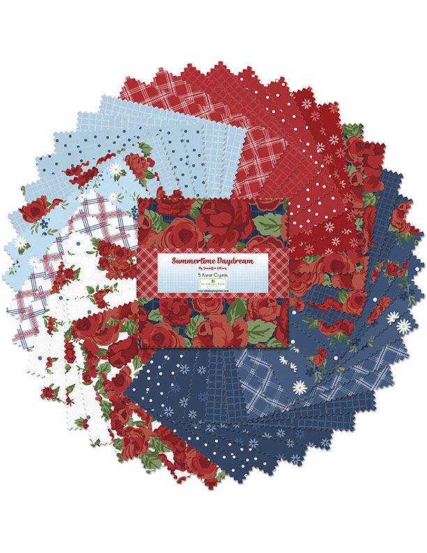 Summertime Daydream 5" Squares Karat Crystals Jennifer Ellory Wilmington Prints Cotton Fabric