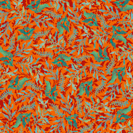 Sun & Sea Leaf Toss Orange David Galchutt Quilting Treasures Cotton Fabric