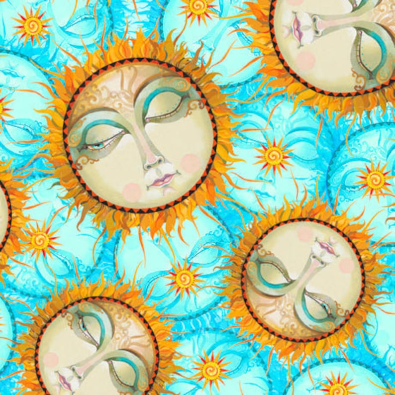 Sun & Sea Sun Toss Aqua Blue David Galchutt Quilting Treasures Cotton Fabric