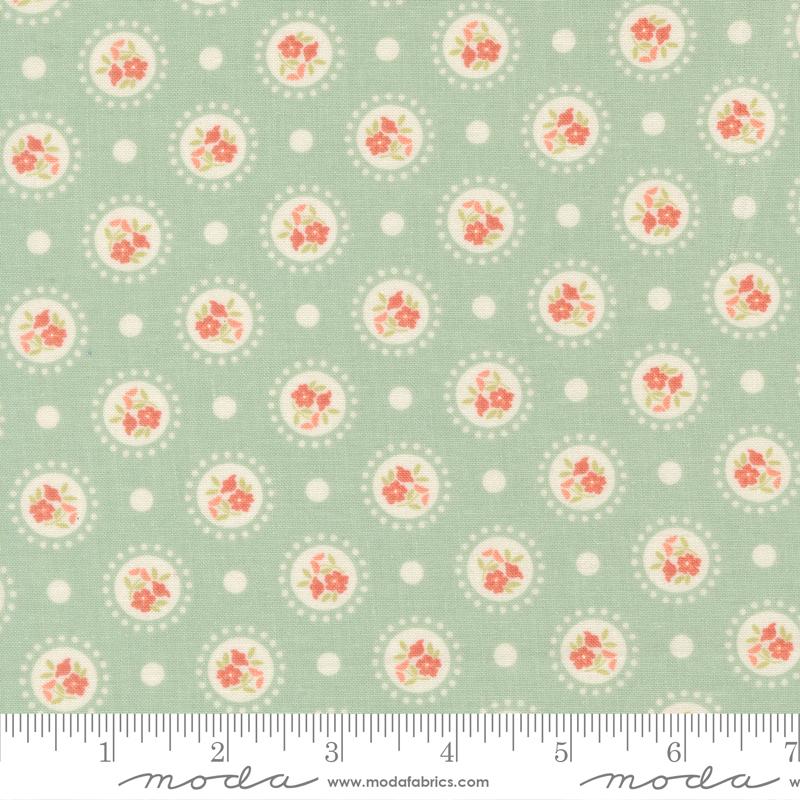 Sunbonnet Flower Dots Dusty Blue My Sew Quilty Life Moda Cotton Fabric MD-31762-21