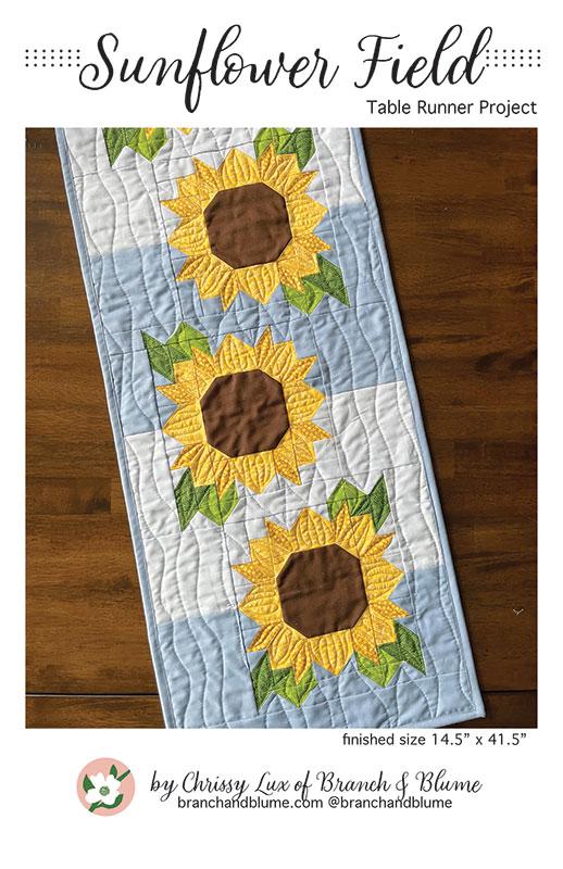 Sunflower Field Table Runner Pattern 14.5" x 41.5" Chrissy Lux Branch & Blume BNB-2515