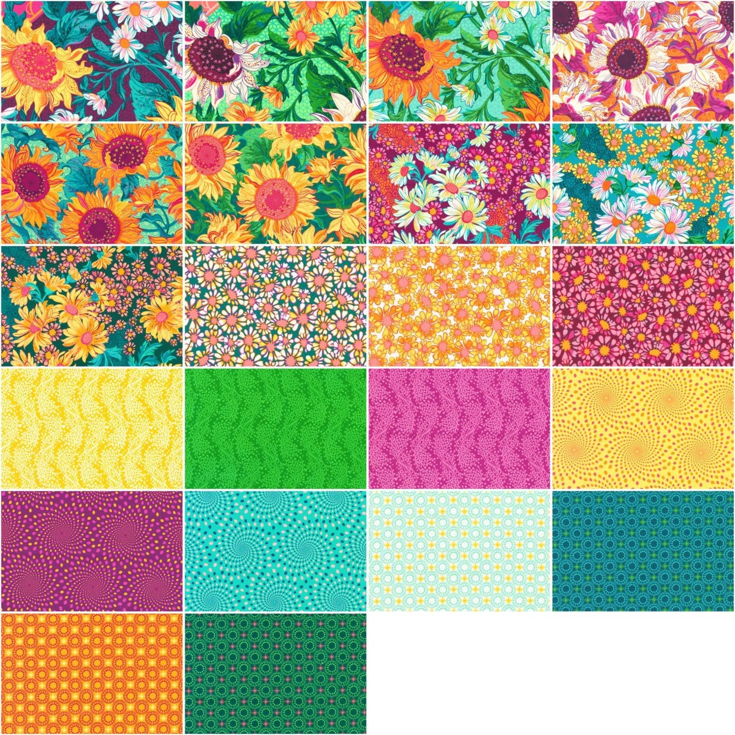 Sunflower Sonata 10" Squares 42pcs designed by Lola and Bek for Robert Kaufman 100% Cotton Quilting Fabric RK-TEN-1413-42