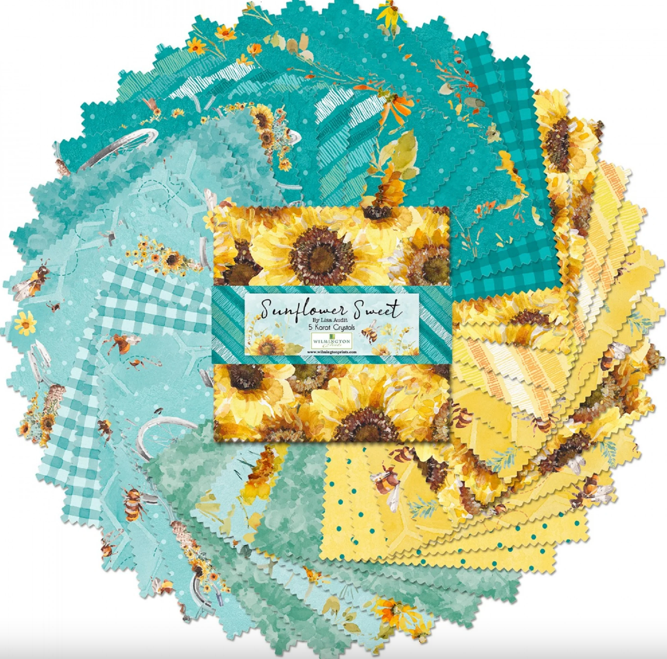 Sunflower Sweet 5 Karat Crystals 5" Squares 42pcs Lisa Audit Wilmington Prints Cotton Fabric