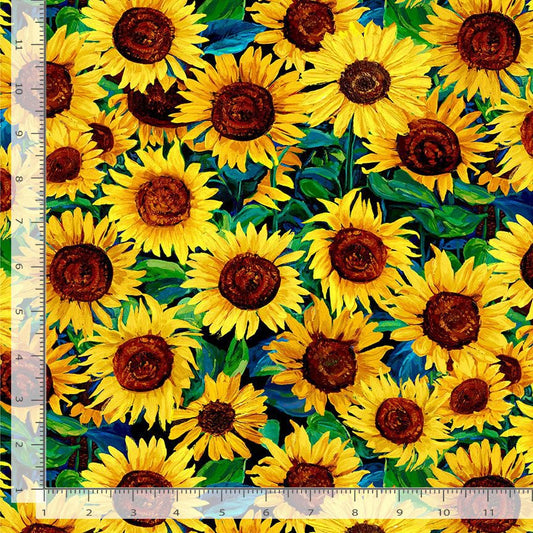 Sunflower Symphony Painted Sunflower Timeless Treasures Cotton Fabric TT-FLORA-CD3531-SUNFLOWER
