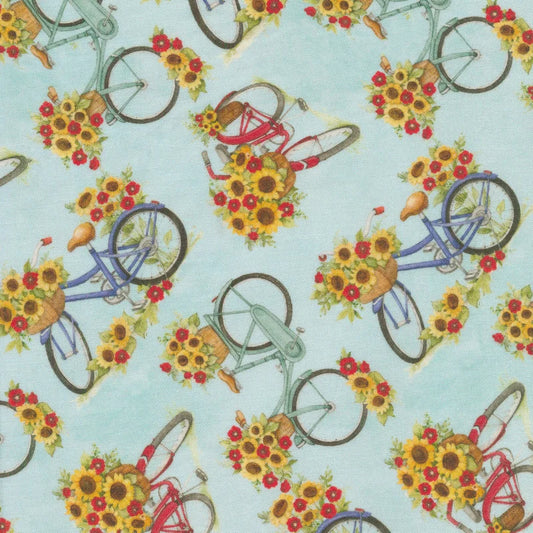 Sunflowers and Bicycles Springs Creative Cotton Fabric SC-74481