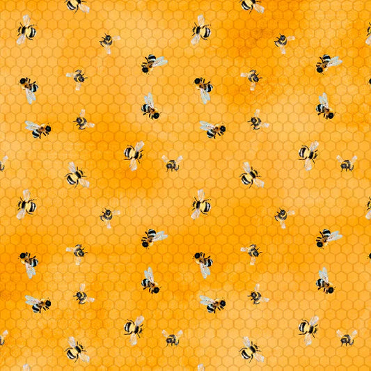 Sunkissed Bees Golden Nancy Mink Wilmington Prints Cotton Fabric WP-1665-33918-559
