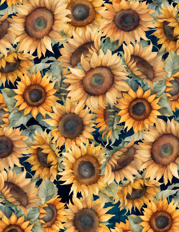 Sunkissed Packed Sunflowers Multi Nancy Mink Wilmington Prints Cotton Fabric WP-1665-33916-425