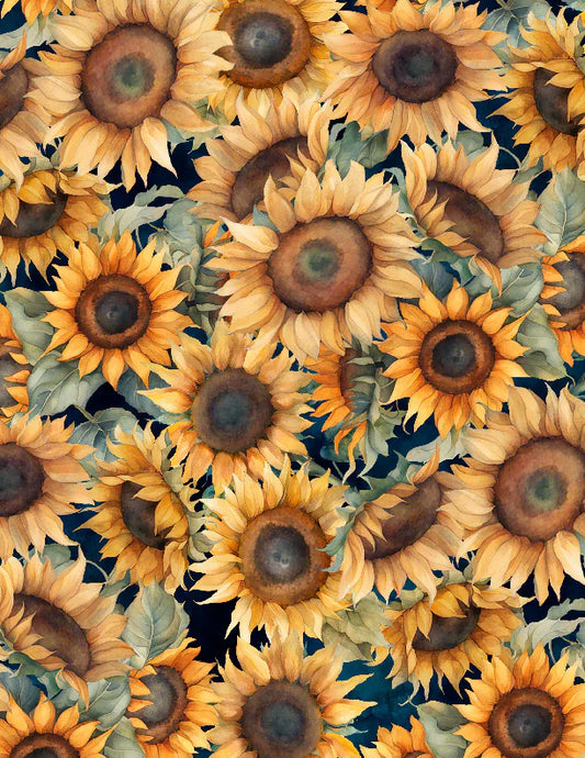 Sunkissed Packed Sunflowers Multi Nancy Mink Wilmington Prints Cotton Fabric WP-1665-33916-425