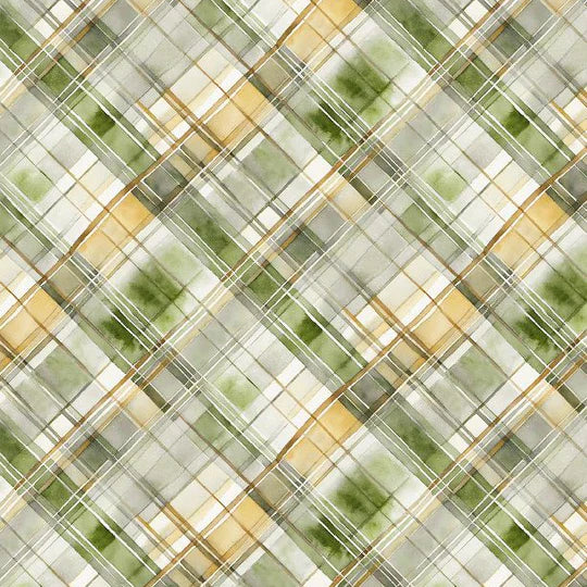 Sunkissed Plaid Green Yellow Nancy Mink Wilmington Prints Cotton Fabric WP-1665-33920-175