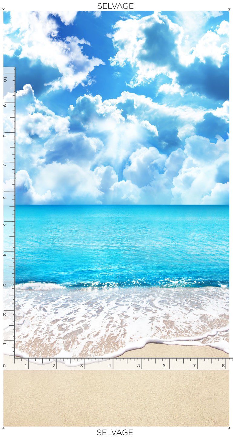 Sunny Sandy Beach Day Panel 24" Multi Timeless Treasures Cotton Fabric