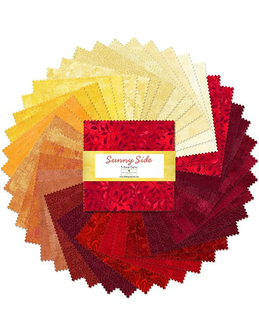 Sunny Side 5" Squares Karat Gems Revised 10/3/24 42pcs Wilmington Prints Cotton Precut Fabric WP-507-146-507