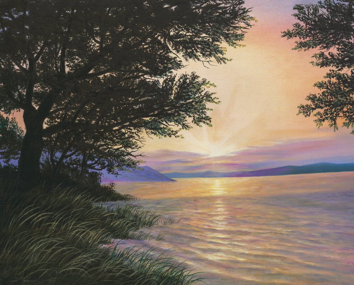 Sunrise at Norris Lake Panel 36" Multi Campbell Frost David Textiles Cotton Fabric DT-AL-5774-2C-1