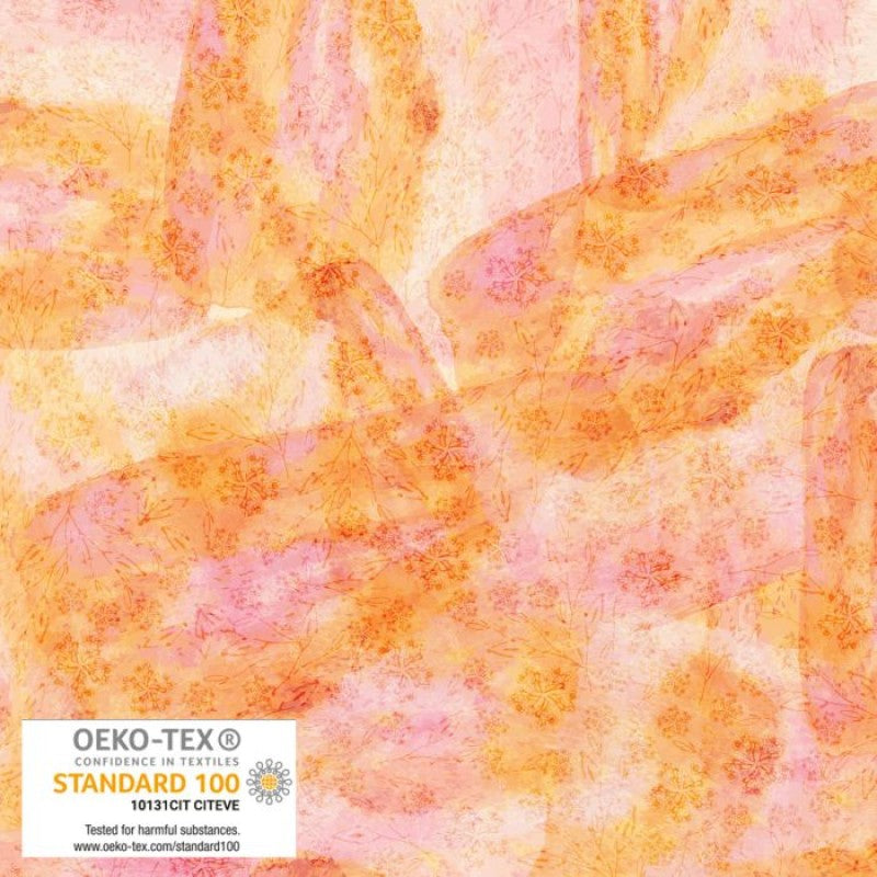 Sunset Bloom Paint Sploth Orange Stof Blank Quilting Cotton Fabric