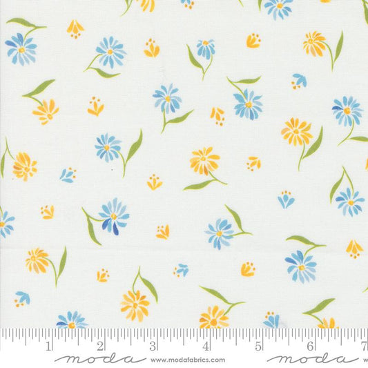 Sunshine & Blue Skies Ditzy Daisy Floral Watercolor Cloud Multi Create Joy Project Moda Cotton Fabric
