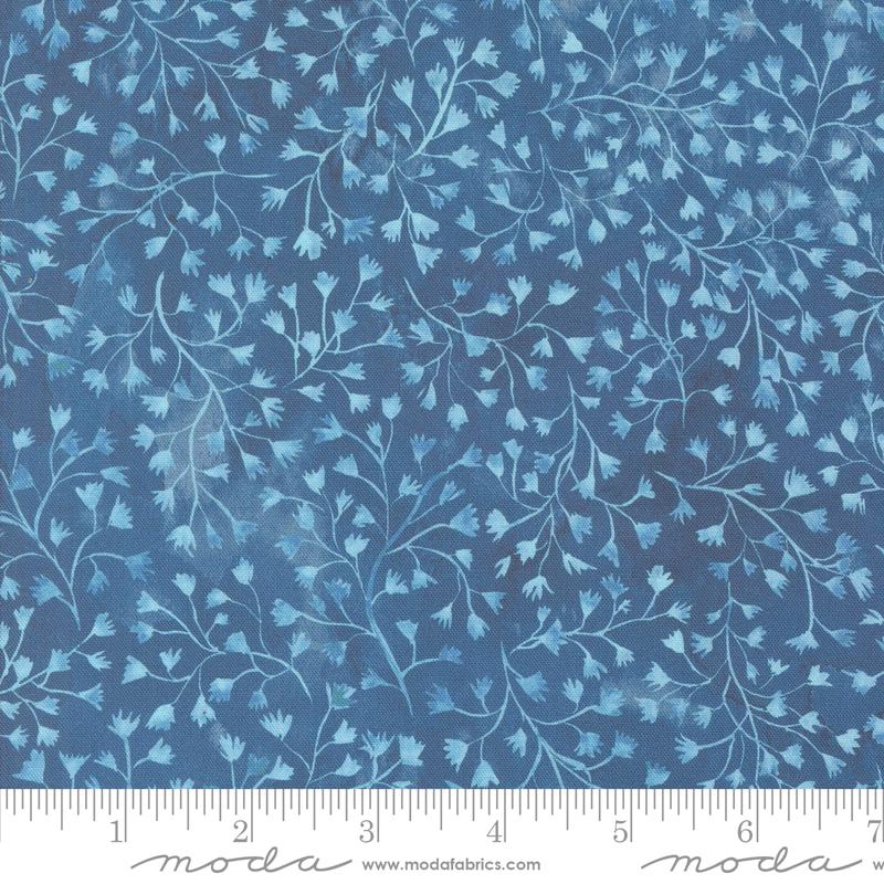 Sunshine & Blue Skies Fine Fellow Fern Watercolor Lake Dark Blue Create Joy Project Moda Cotton Fabric