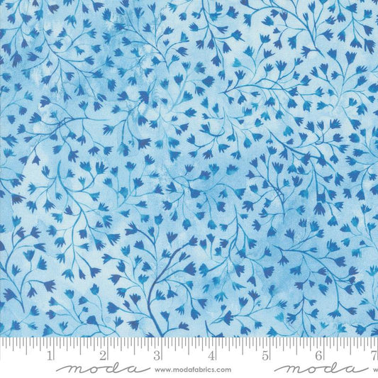 Sunshine & Blue Skies Fine Fellow Fern Watercolor Sky Blue Create Joy Project Moda Cotton Fabric