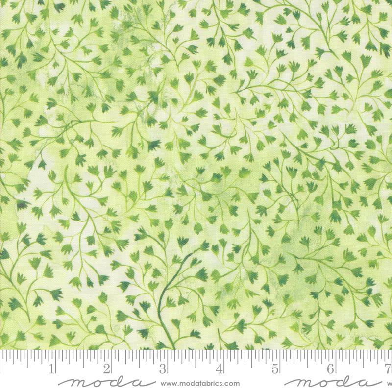 Sunshine & Blue Skies Fine Fellow Fern Watercolor Spring Green Create Joy Project Moda Cotton Fabric
