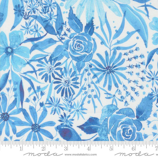 Sunshine & Blue Skies Floral Watercolor Water Light Blue Create Joy Project Moda Cotton Fabric