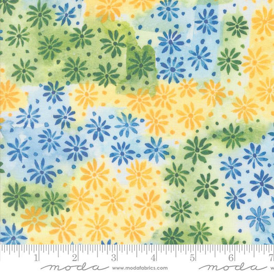 Sunshine & Blue Skies Gathered Small Floral Watercolor Multi Create Joy Project Moda Cotton Fabric