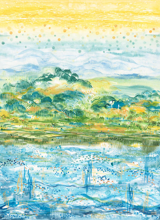 Sunshine & Blue Skies Hop Skip and Jump Landscape Ombre Multi Create Joy Project Moda Cotton Fabric