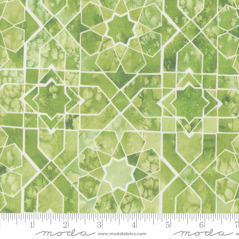 Sunshine & Blue Skies Mosaic Sky Geometric Watercolor Green Create Joy Project Moda Cotton Fabric