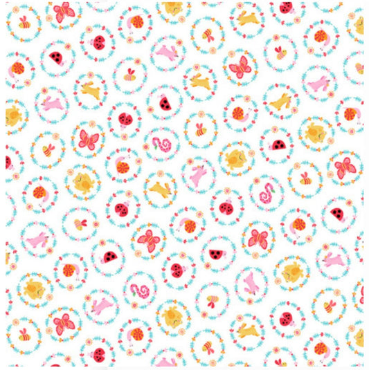 Sunshine Garden Motifs Vine Circle White Studio E Cotton Fabric SE-6702-21