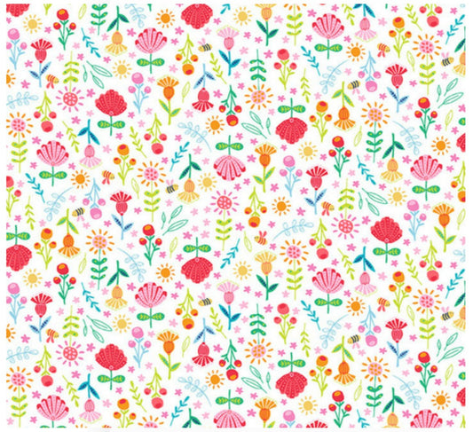 Sunshine Garden Small Floral White Studio E Cotton Fabric