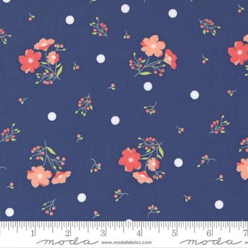 Sunwashed Midnight Blue Summer Soiree Small Floral Dots Corey Yoder Coriander Quilts Moda Cotton Fabric