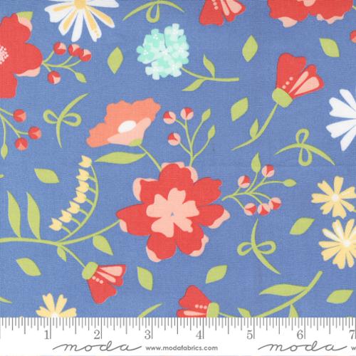 Sunwashed Sky Blue Country Meadow Large Floral Corey Yoder Coriander Quilts Moda Fabrics Cotton Fabric