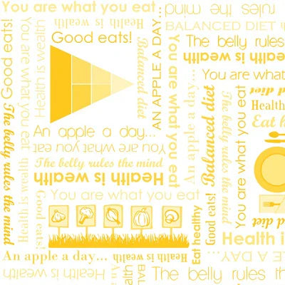 Super Foods Blanced Diet Words Yellow Quilting Treasures Cotton Fabric