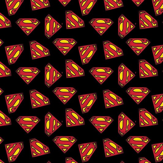 Superman Logo Black Camelot Cotton Fabric CF-23400704VS-5