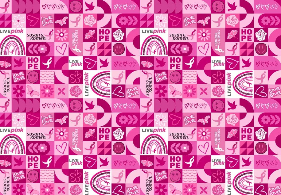Susan G Komen Think Pink Patch Pink Breast Cancer Sykel Enterprises Cotton Fabric SYK-10565-SGK
