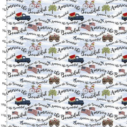 Sweet Land of Liberty Beautiful Lyrics White Beth Albert 3 Wishes Fabrics Cotton Fabric