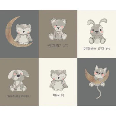 Sweet Lulla Blocks Ba Animals Panel 36" Ivy Jayne Camelot Cotton Fabric CF-58230309P-01