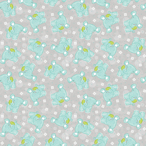 Sweet Safari Tossed Elephants Baby Animal Gray Victoria Hutto Studio E Cotton Fabric
