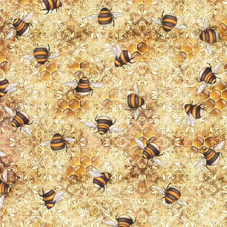 Sweet as Honey Bee Toss Beige Dan Morris Quilting Treasures Fabrics Cotton Fabric