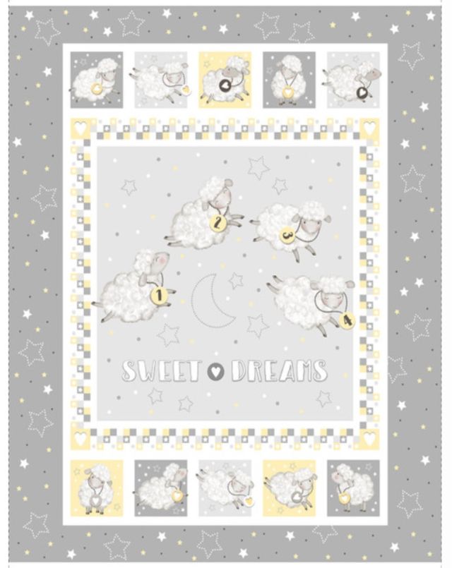 Sweet Dreams Sheep Counting Panel 36" Victoria Hutto Studio E Cotton Fabric