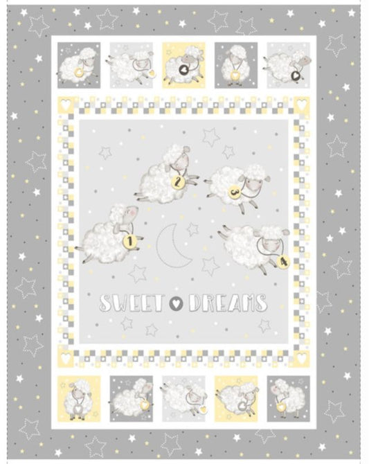 Sweet Dreams Sheep Counting Panel 36" Victoria Hutto Studio E Cotton Fabric