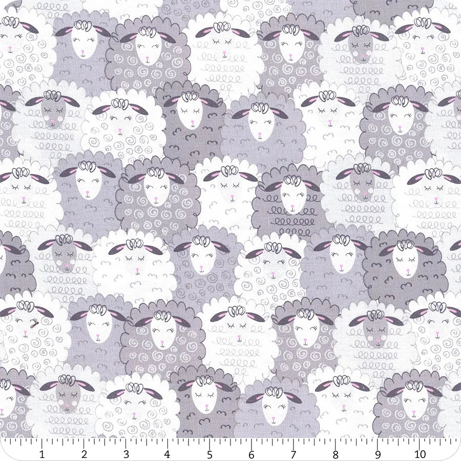 Sweet Little Lamb Cozy Lamb Gray Kanvas Studio Benartex Cotton Fabric BE-14968-08