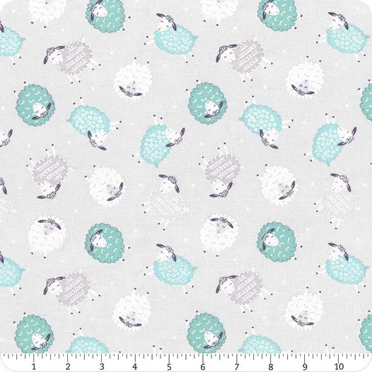 Sweet Little Lamb Dreamy Little Lamb Gray Kanvas Studio Benartex Cotton Fabric BE-14965-08