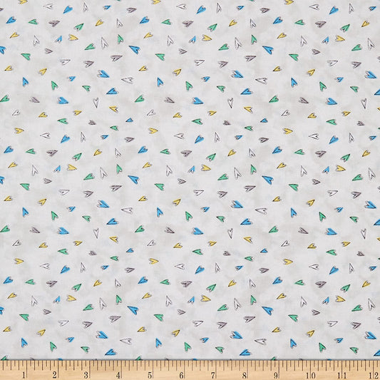 Sweet World Hearts Rainbow Toss Gray Charlotte Grace Wilmington Prints Cotton Fabric