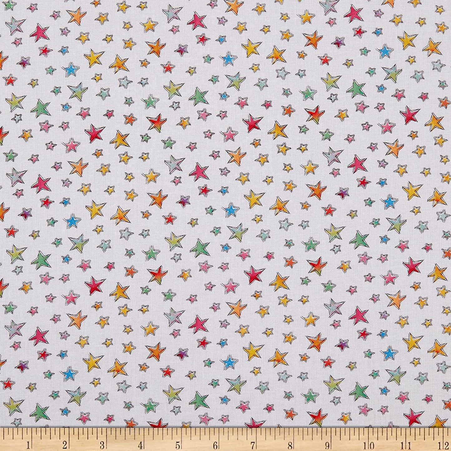 Sweet World Stars Allover White Charlotte Grace Wilmington Prints Cotton Fabric