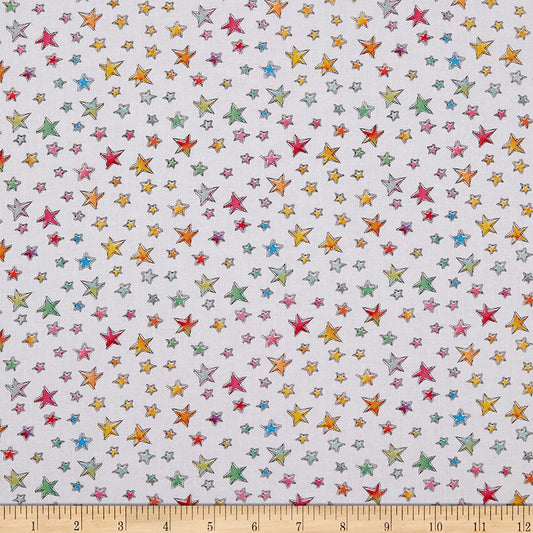 Sweet World Stars Allover White Charlotte Grace Wilmington Prints Cotton Fabric