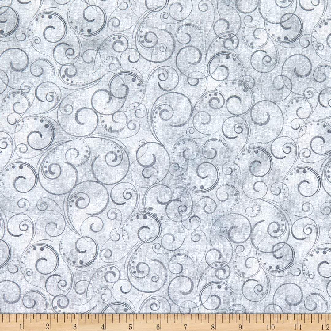 Swirling Splendor 108" Wide back Cloud Gray Benartex Cotton Fabric BE 9705W-11