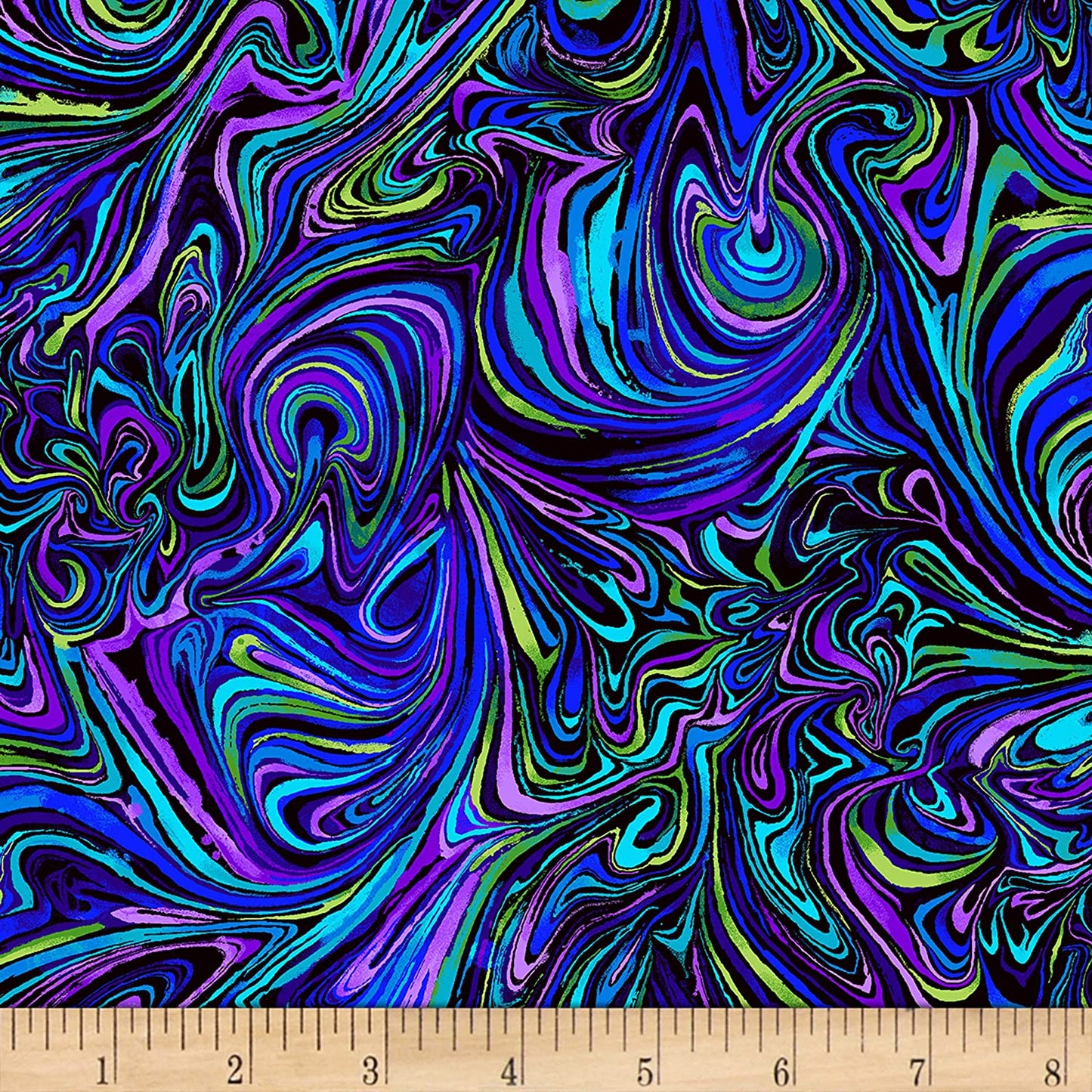 Swirls Night Bloom Abstract Swirl Aqua Timeless Treasures Cotton Fabric TT-C7812 Aqua