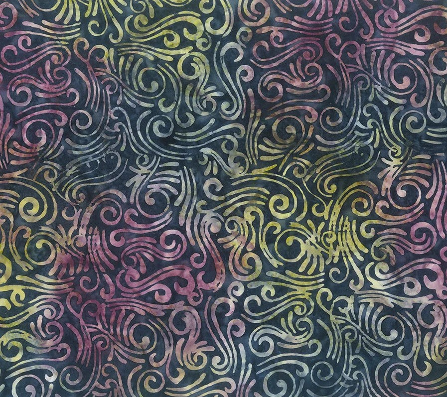 Swirls 108" Wide back Batik Indigo Multi Banyan Batiks Cotton Fabric BB-B81800-49